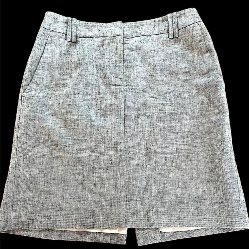 LOFT Ann Taylor Linen Blend Skirt Gray Silver Size 0 Tailored Preppy